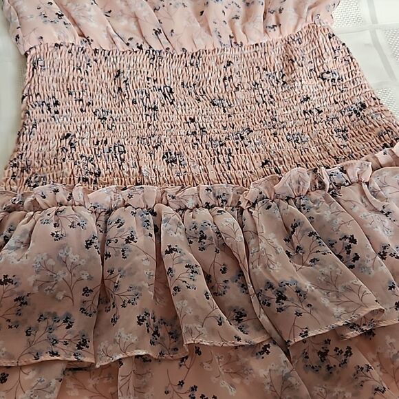 Honey Chelsea Women's Floral Ruffled Long Sleeves Mini Dress XS Pink - Picture 16 of 16